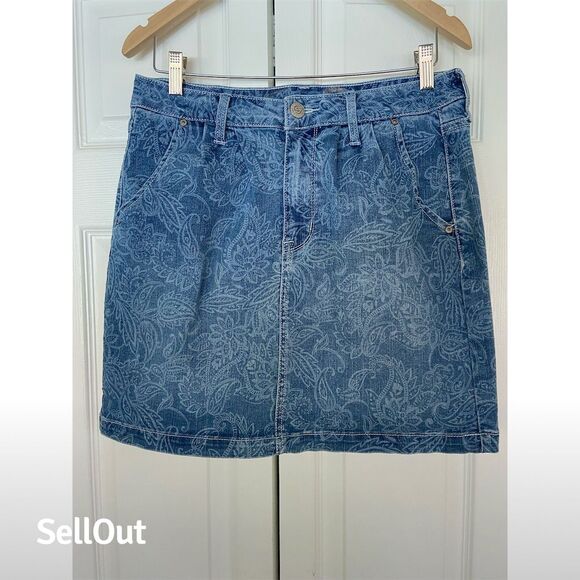 Seven7 Dresses & Skirts - Seven7 Women's Paisley Print Denim Mini Skirt Blue Size 8